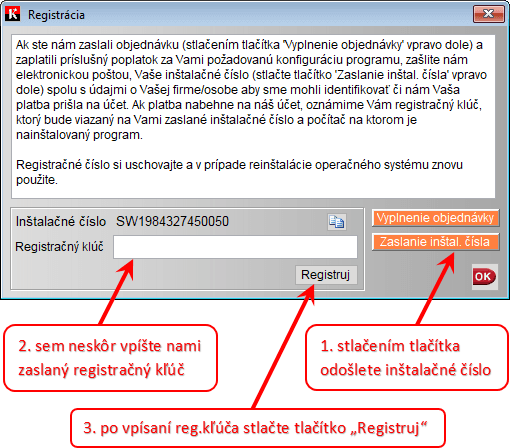 Zobrazenie ukážky registračného formulára.